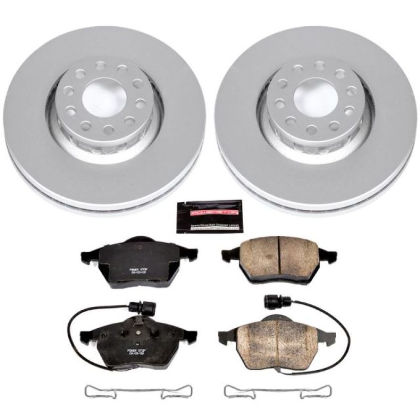 PowerStop CRK634 Genuine Geomet Coated Rotor and Carbon-Fiber Ceramic Brake Pad Kit