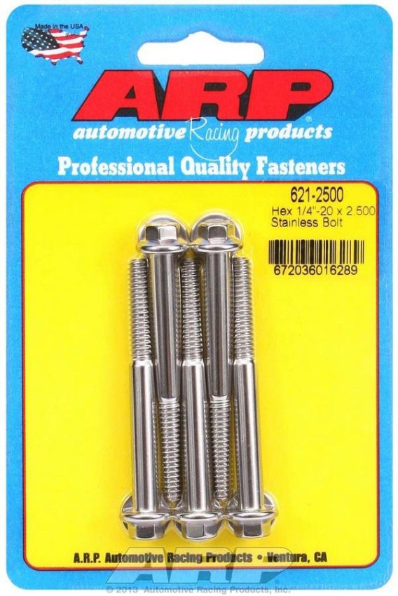 ARP ARP621-2500 S/S Bolt Kit - 6pt. (5) 1/4-20 x 2.500