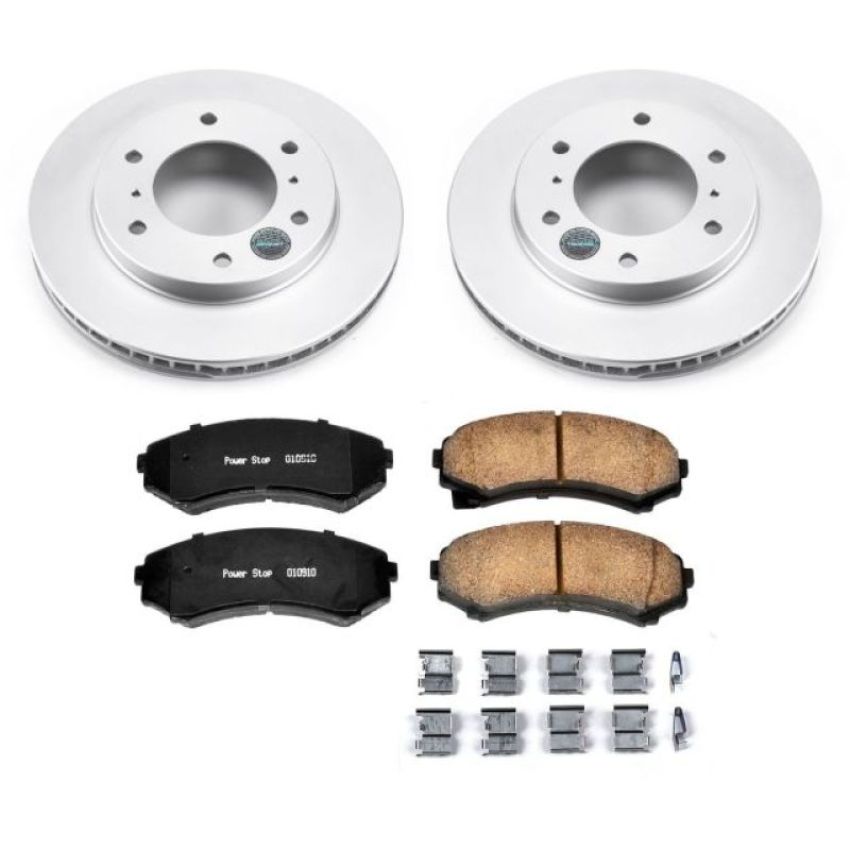 PowerStop CRK148 Genuine Geomet Coated Rotor and Low-Dust Ceramic Brake Pad Kit