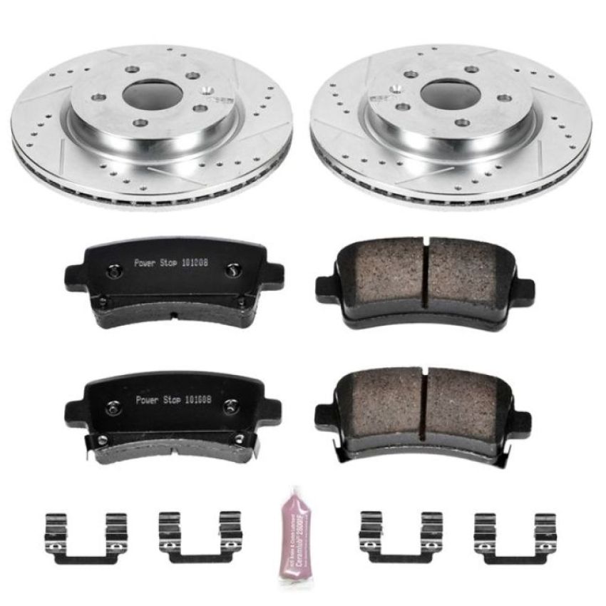 PowerStop K5547 Z23 Daily Driver Carbon-Fiber Ceramic Brake Pad and Drilled & Slotted Rotor Kit