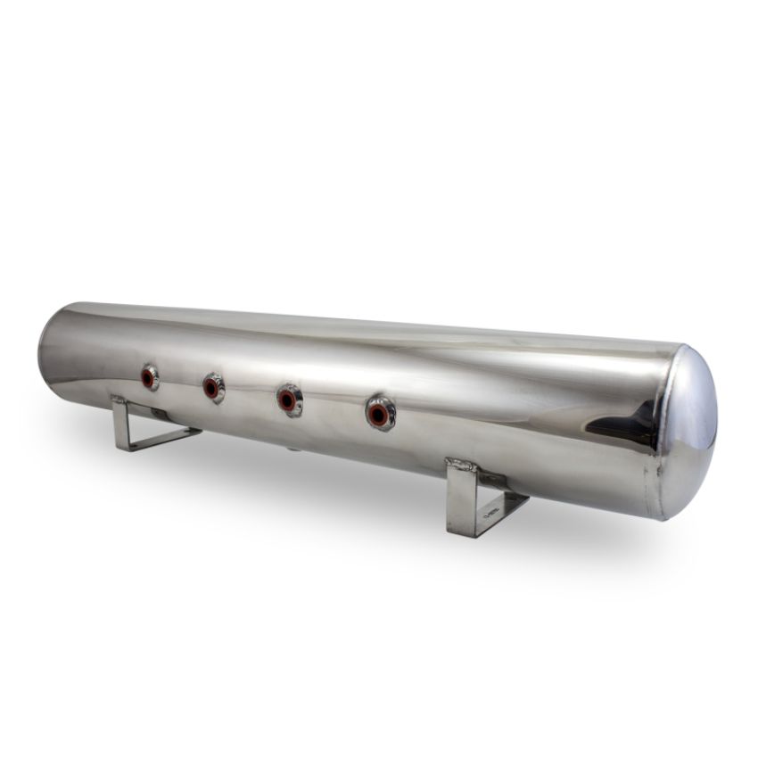 Air Lift 12956 5 Gal Alum Air Tank - (4) 3/8in Face Ports & 1/4in Drain Port - 36in L X 6in D - Polished