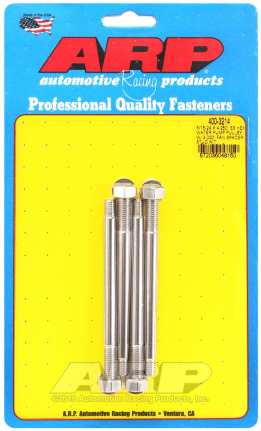 ARP 400-3214 5/16-24 X 4.250 SS Hex Water Pump Pulley w/ 3.000in Fan Spacer Stud Kit
