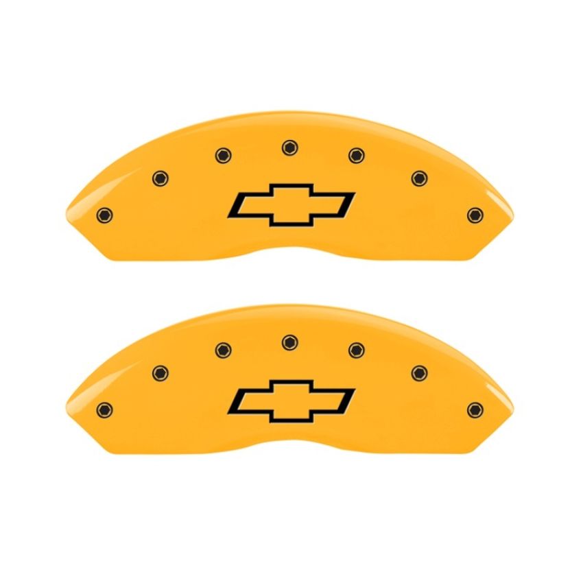 MGP 2 Caliper Covers Engraved Front Bowtie Yellow Finish Black Char 1997 Chevrolet C3500