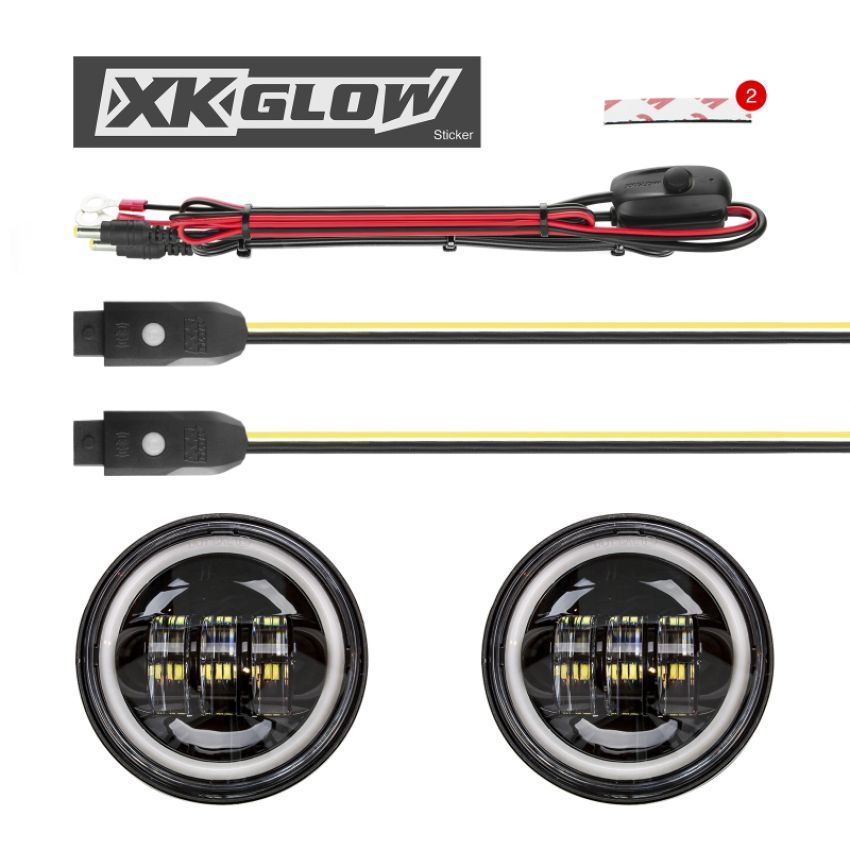 XKGLOW XK042011-W XK Glow 4.5In Chrome RGB LED Harley Running Light XKchrome Bluetooth App Controlled Kit