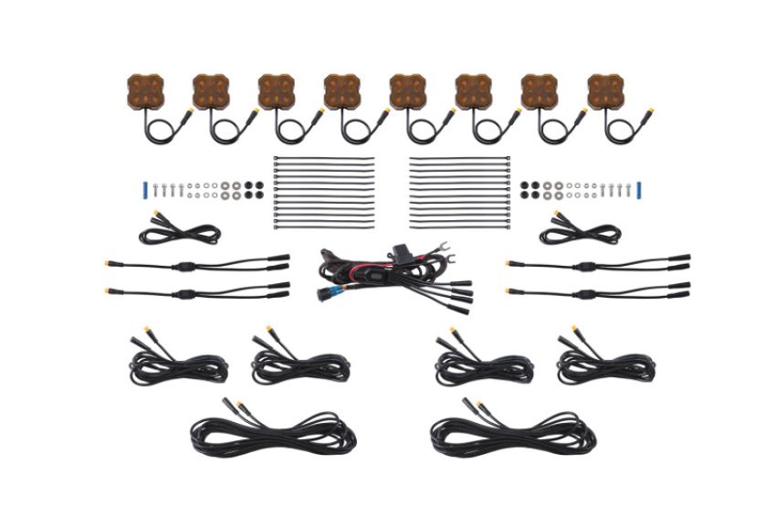 Diode Dynamics DD7450 Stage Series Single Color LED Rock Light - Amber M8 (8-pack)