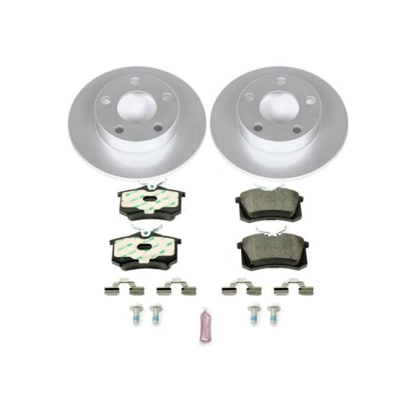 PowerStop ESK585 Genuine Geomet Coated Rotors, ECE-R90 Brake Pads + Hardware Kit