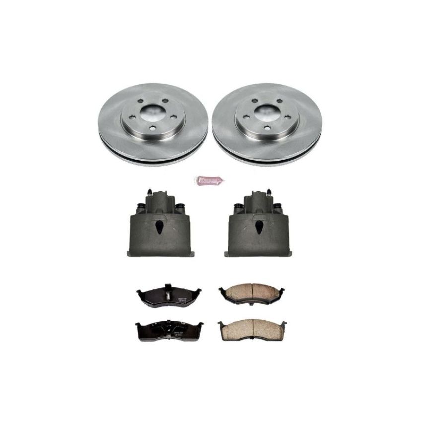 PowerStop KCOE3143 OE Stock Replacement Low-Dust Ceramic Brake Pad, Rotor and Caliper Kit