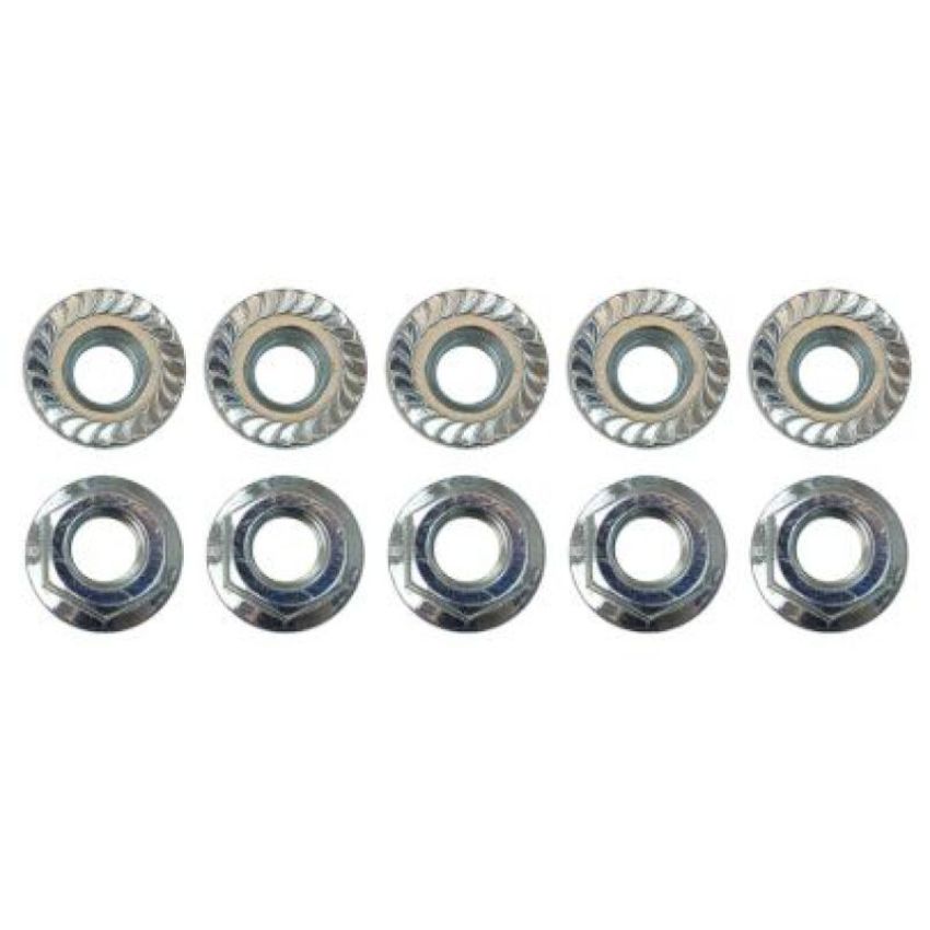 Moroso 38834 Zinc Serrated Flange Nuts - M8 X 1.25 (10 Pack)