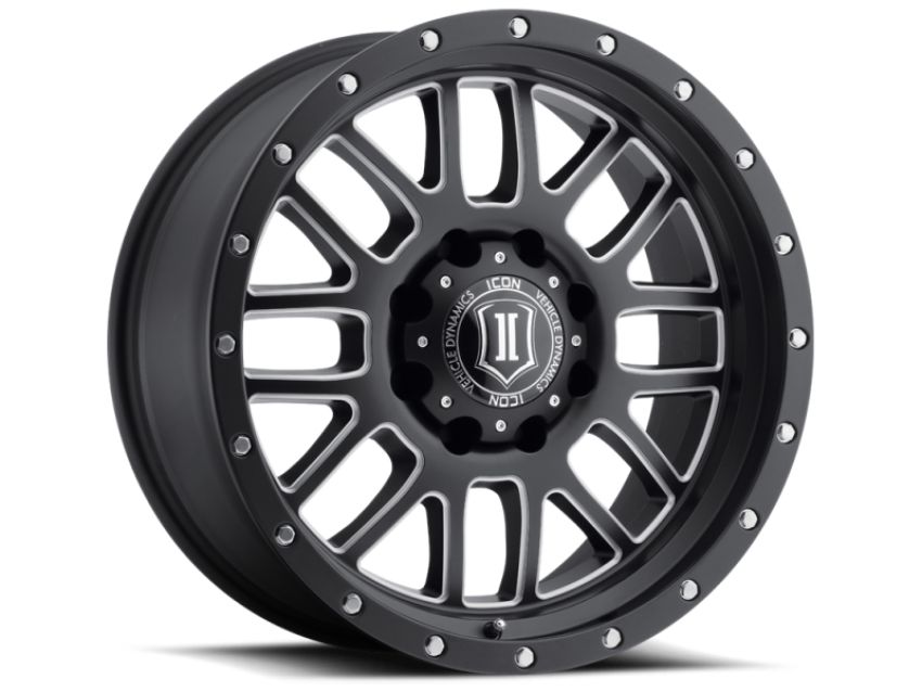 ICON 1220908955SBMW Alpha 20x9 8x180 12mm Offset 5.5in BS 125.2mm Bore Satin Black/Milled Windows Wheel
