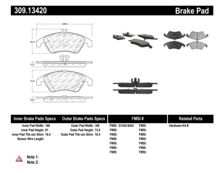 Stoptech 309.13420 Performance Brake Pads