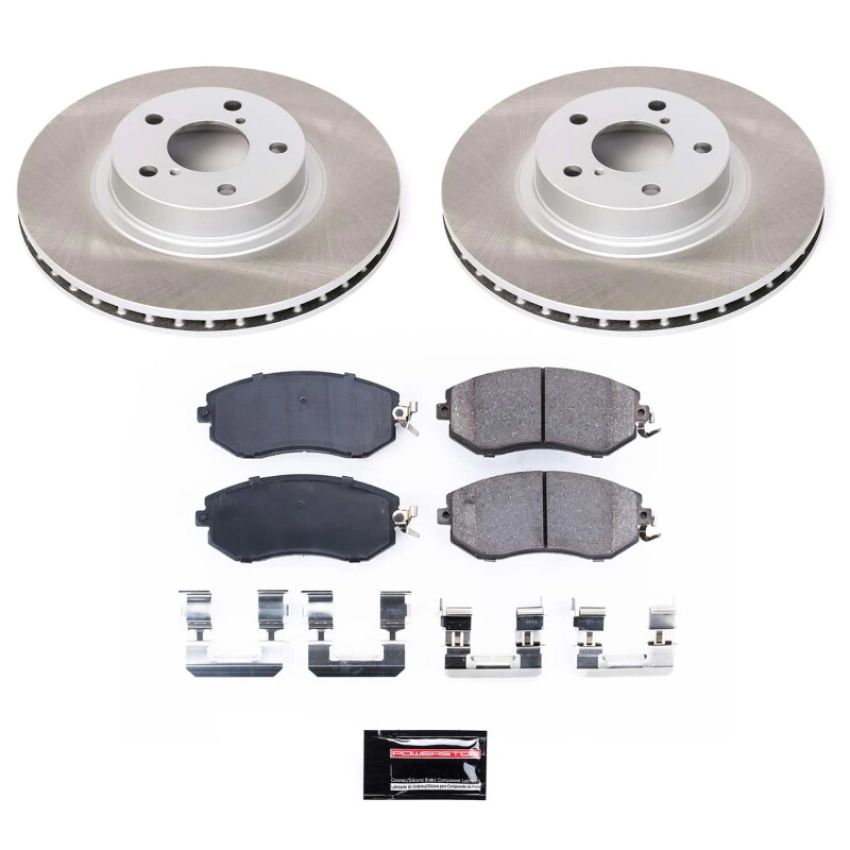 PowerStop SC6111 Semi-Coated Rotor and Low-Dust Ceramic Brake Pad Kit