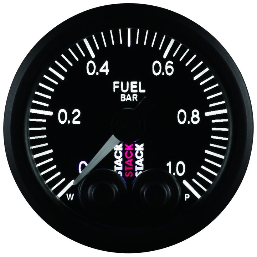 AutoMeter ST3503 Stack 52mm 0-1 Bar M10 Male Pro-Control Fuel Pressure Gauge - Black