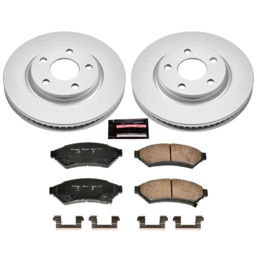 PowerStop CRK1588 Genuine Geomet Coated Rotor and Low-Dust Ceramic Brake Pad Kit