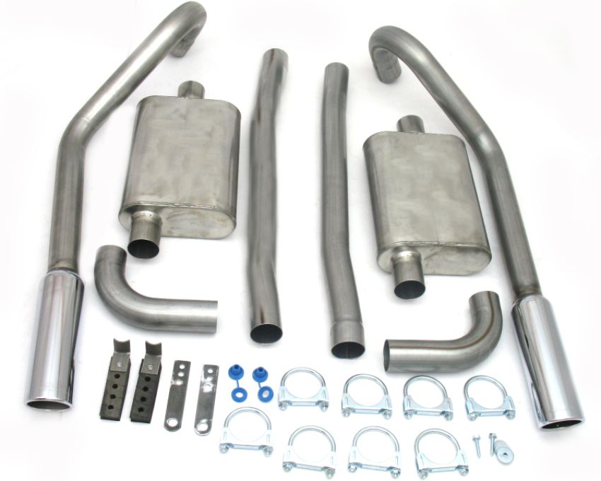 JBA 40-2654 65-70 Ford Mustang 260-428 409SS Dual Turn Down Under Rear Valance Header Back Exhaust
