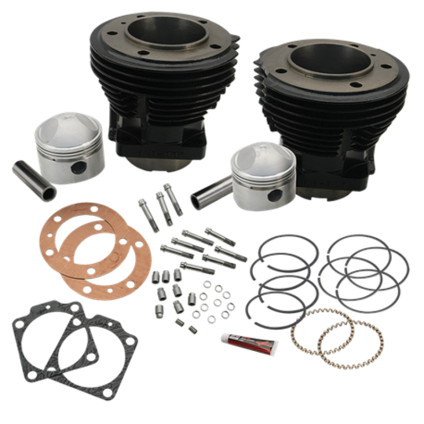 S&S Cycle 91-9017 66-84 3-7/16in x Up To 4-3/4in Stroke Cylinder Kit - Gloss Black