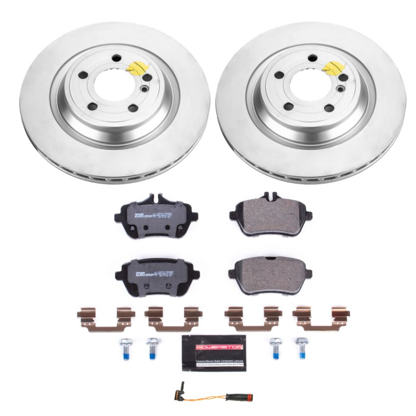 PowerStop ESK6904 Genuine Geomet Coated Rotors, ECE-R90 Brake Pads + Hardware Kit