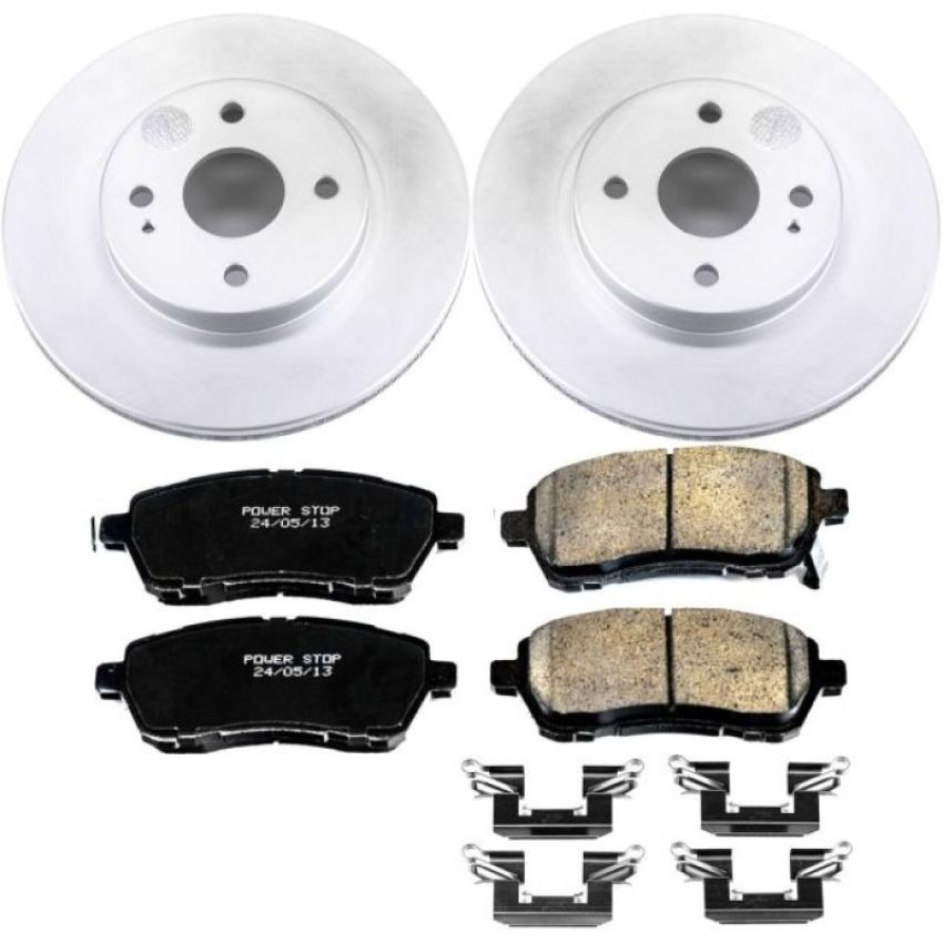 PowerStop CRK6344 Genuine Geomet Coated Rotor and Low-Dust Ceramic Brake Pad Kit