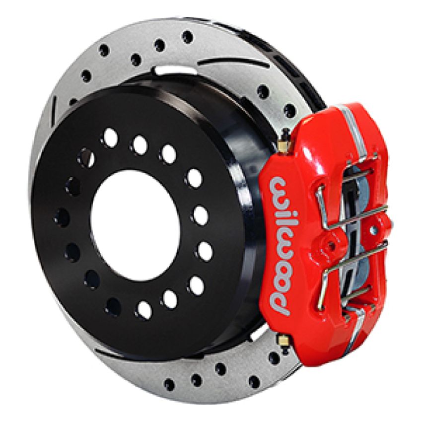 Wilwood 140-14400-DR Dynapro 12 Bolt Low-Pro Rear Kit w/ E-Brake 11in Drilled & slotted / 2.75-2.81in off - Red