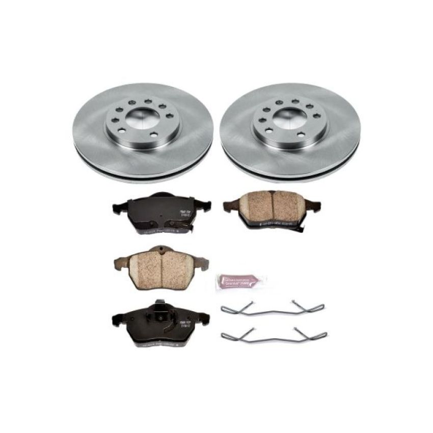 PowerStop KOE834 OE Stock Replacement Low-Dust Ceramic Brake Pad and Rotor Kit