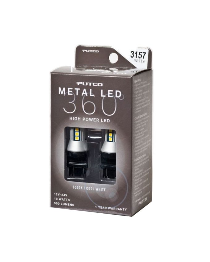 Putco 343157W-360 3157 - White Metal 360 LED