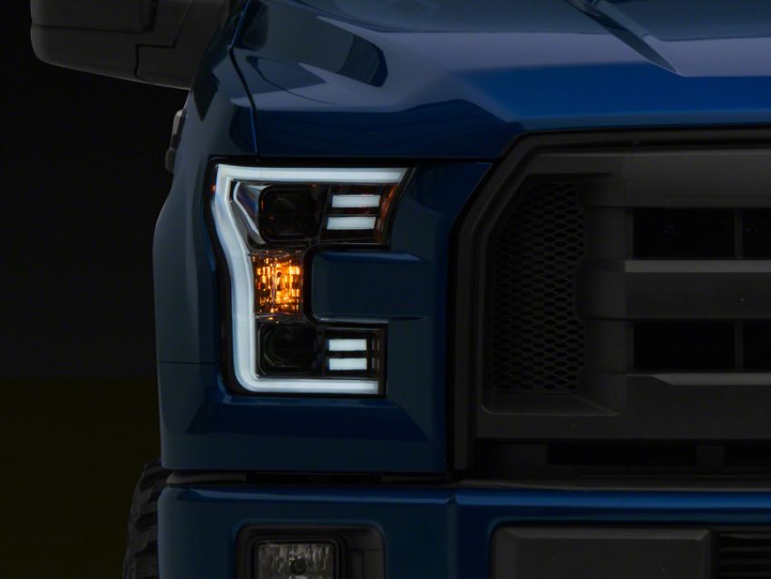 Raxiom T542715 15-17 Ford F-150 Projector Headlights w/ LED Accent- Chrome Housing (Clear Lens)