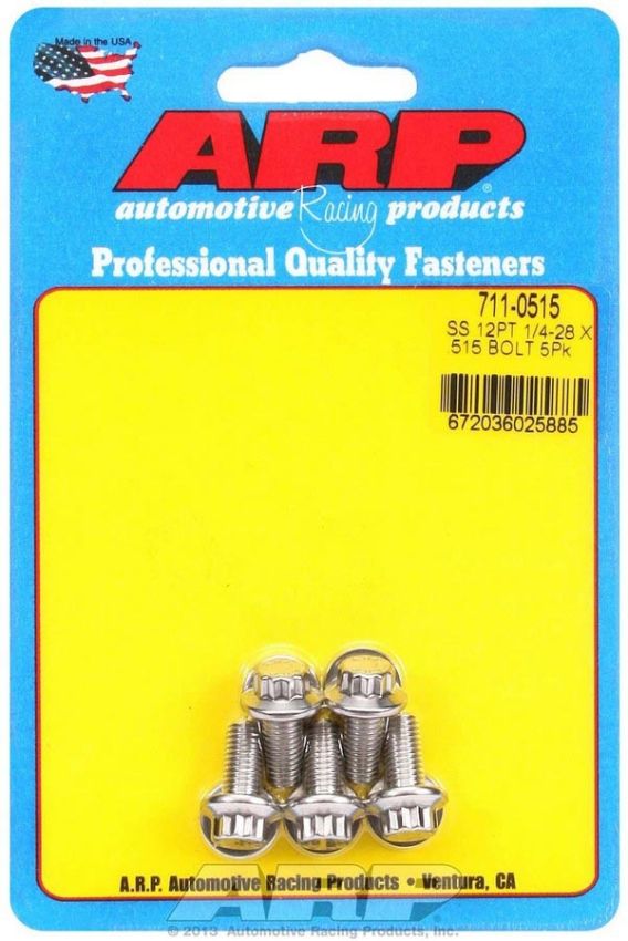 ARP ARP711-0515 S/S Bolt Kit - 12pt. (5) 1/4-28 x .515
