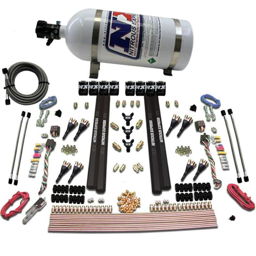 Nitrous Express 90009-10 SX2 DUAL STAGE 8 SOLENOID /GASOLINE 200-1200HP WITH 10LB BOTTLE