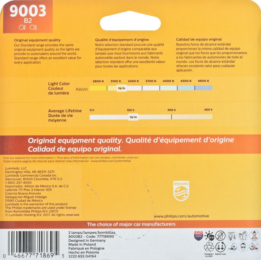 Philips 9003B2 Philips Standard Headlight 9003