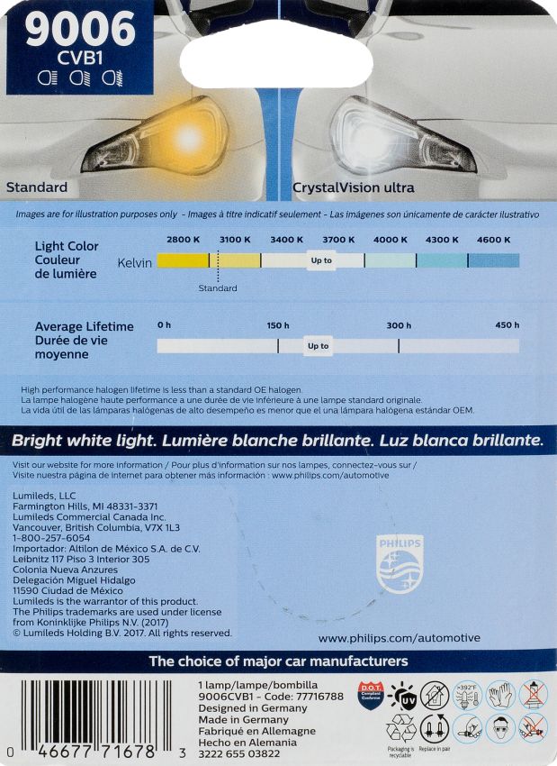 Philips 9006CVB1 Philips CrystalVision ultra Headlight 9006