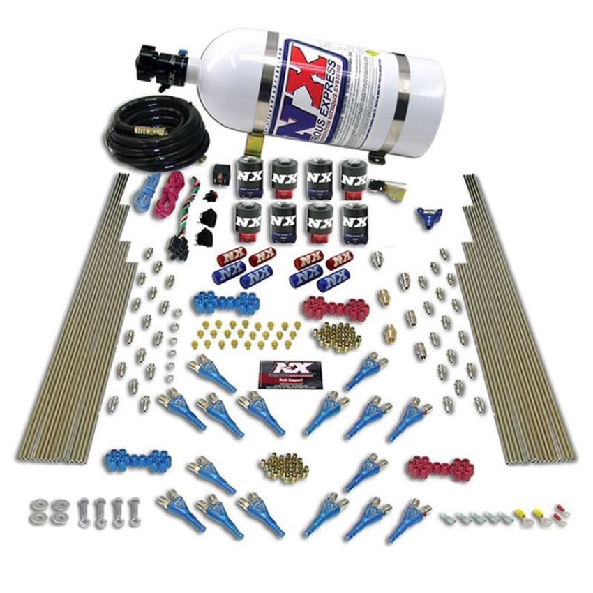 Nitrous Express 90085-00 SHARK DUAL STG/ALC 16 NZLS (200-1200HP) 8 SOLENOIDS LESS BOTTLE
