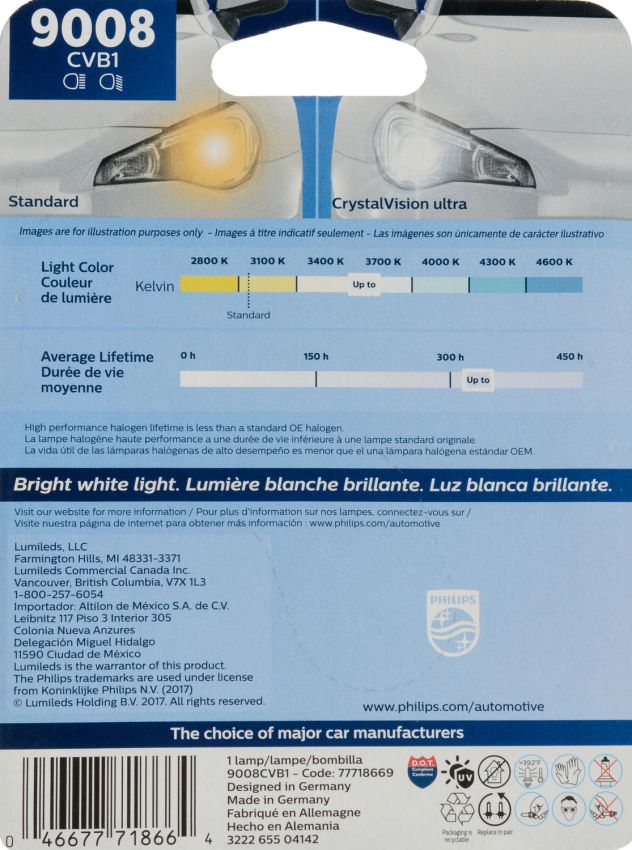 Philips 9008CVB1 Philips CrystalVision ultra Headlight 9008