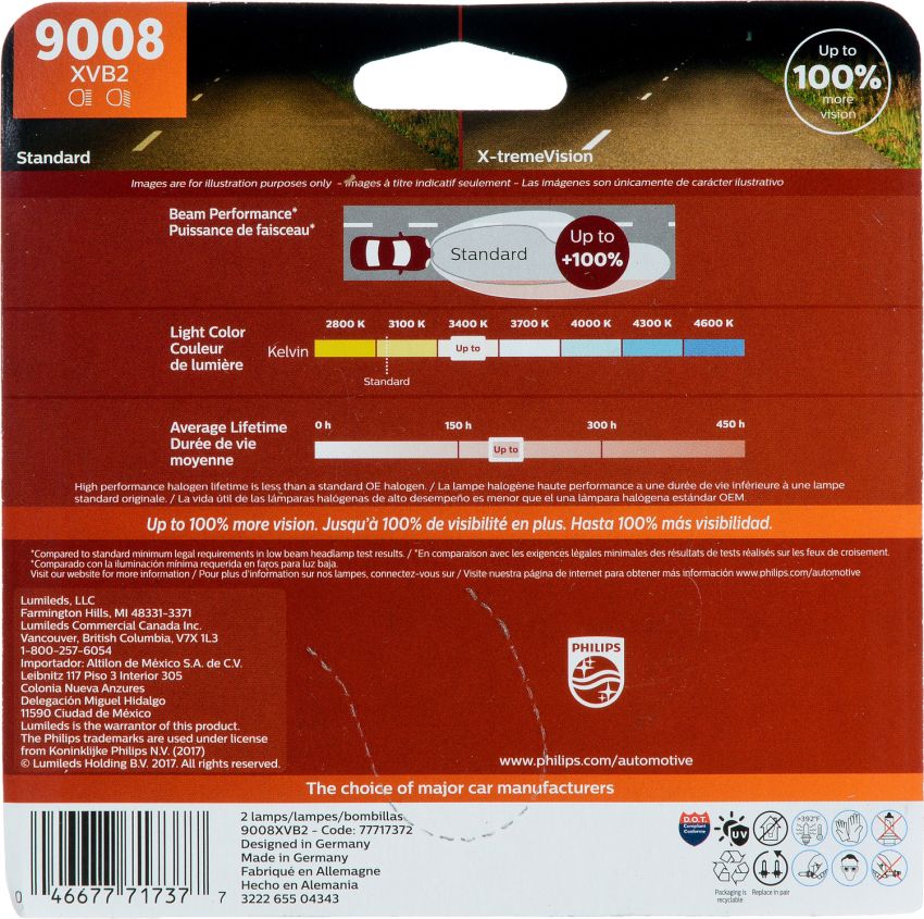 Philips 9008XVB2 Philips X-tremeVision Headlight 9008