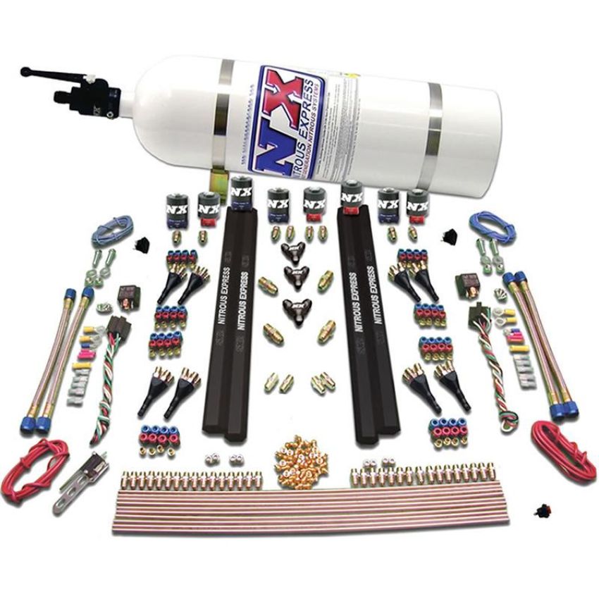 Nitrous Express 90095-10 SX2 DUAL STAGE/ALCOHOL - 8 SOLENOID (200-1200HP) WITH 10LB BOTTLE