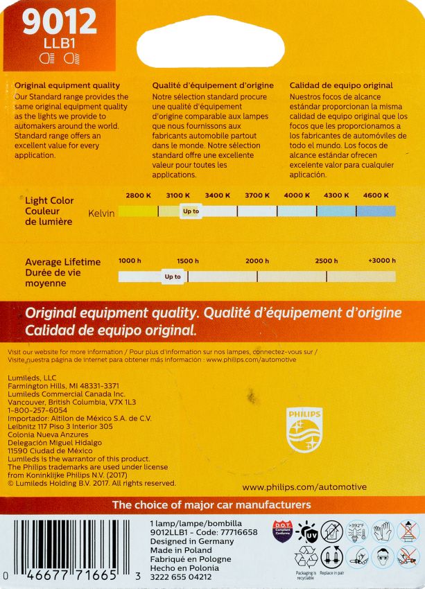 Philips 9012LLB1 Philips LongerLife Bulb 9012