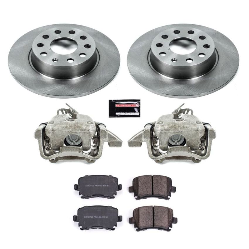 PowerStop KCOE5666 OE Stock Replacement Low-Dust Ceramic Brake Pad, Rotor and Caliper Kit