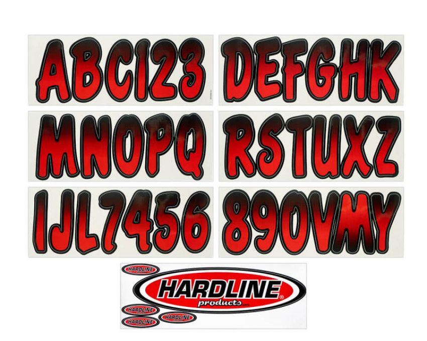 Hardline REBKG200 Boat Lettering Registration Kit 3 in. - 200 Red/Black
