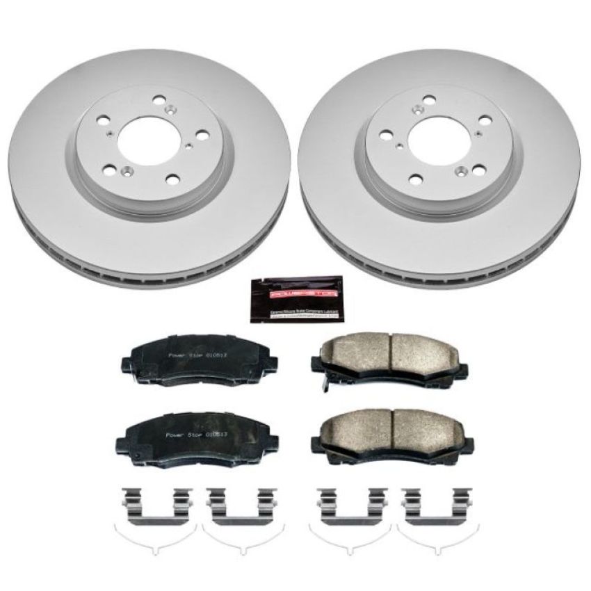 PowerStop CRK5939 Genuine Geomet Coated Rotor and Low-Dust Ceramic Brake Pad Kit