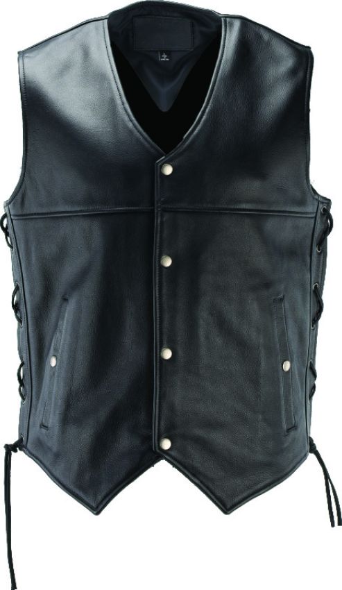 Kuryakyn 094432 Leather By River Road Old Skool Leather Vest Black - Medium