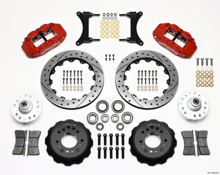 Wilwood 140-12298-DR Narrow Superlite 6R Front Hub Kit 12.88in Drill Red 79-87 GM G Body