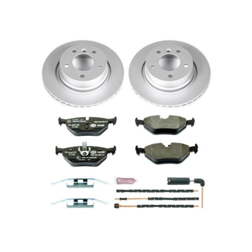 PowerStop ESK962 Genuine Geomet Coated Rotors, ECE-R90 Brake Pads + Hardware Kit