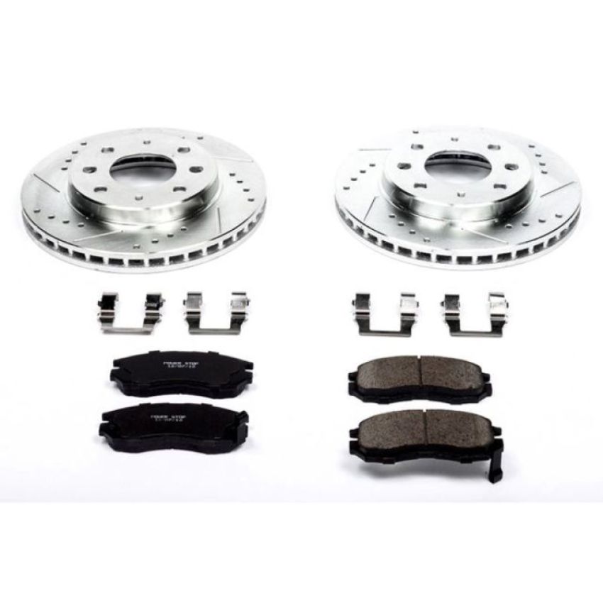 PowerStop K1090 Z23 Daily Driver Carbon-Fiber Ceramic Brake Pad and Drilled & Slotted Rotor Kit