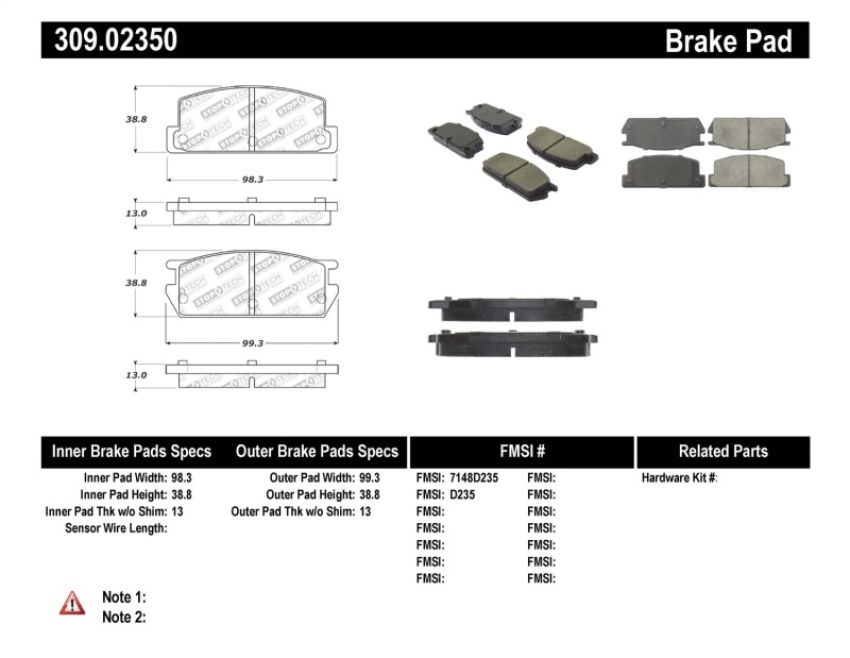 Stoptech 309.02350 Performance Brake Pads