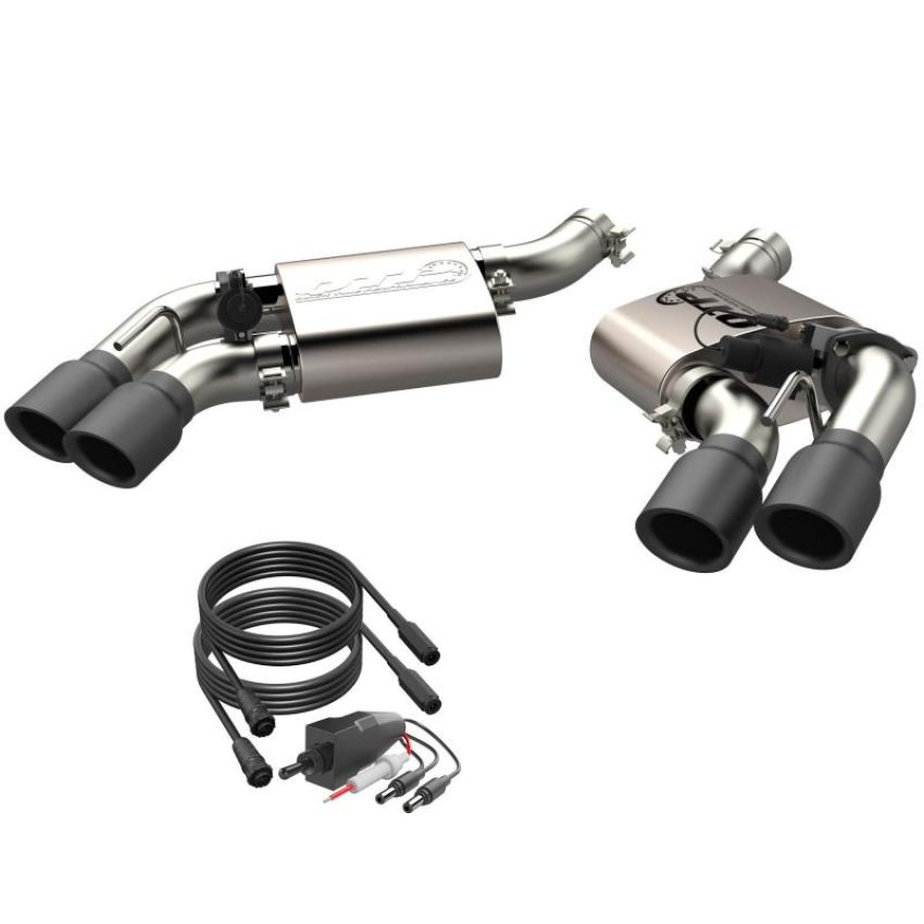 QTP 400117B 2016-2024 Chevrolet Camaro SS   Screamer Axle Back Quad Tip Bumper Black Tips
