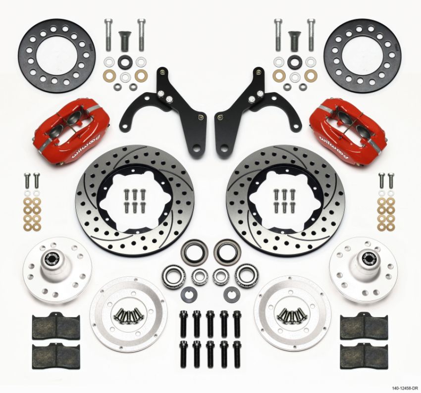 Wilwood 140-12458-DR Forged Dynalite Front Kit 11.00in Drill-Red 59-64 Chevy Impala / 63-64 Corvette