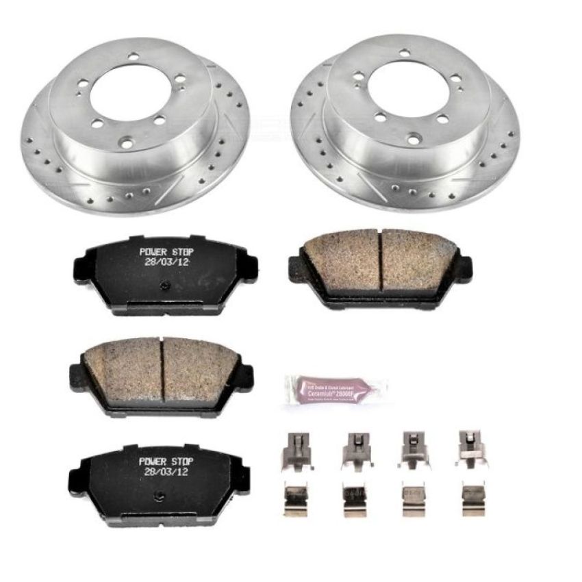 PowerStop K684 Z23 Daily Driver Carbon-Fiber Ceramic Brake Pad and Drilled & Slotted Rotor Kit