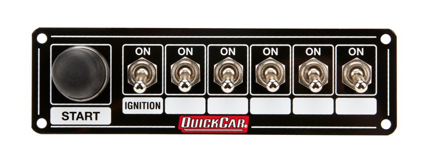 QUICKCAR RACING PRODUCTS QRP50-865 Ignition Panel Blk. w/ Start But. 5 Acc.