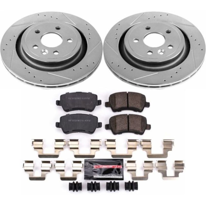 PowerStop K4702 Z23 Daily Driver Carbon-Fiber Ceramic Brake Pad and Drilled & Slotted Rotor Kit