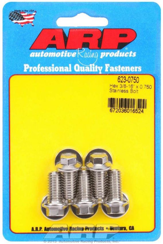ARP ARP623-0750 S/S Bolt Kit - 6pt. (5) 3/8-16 x .750