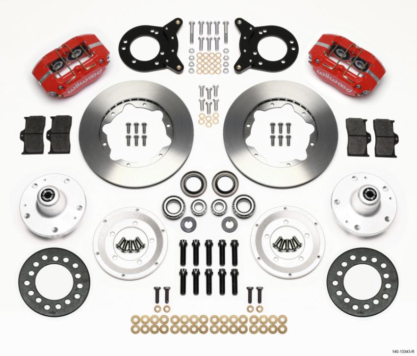 Wilwood 140-13343-R Dynapro Dust-Boot Front Kit 11.00in Red 1965-1969 Mustang Disc & Drum Spindle