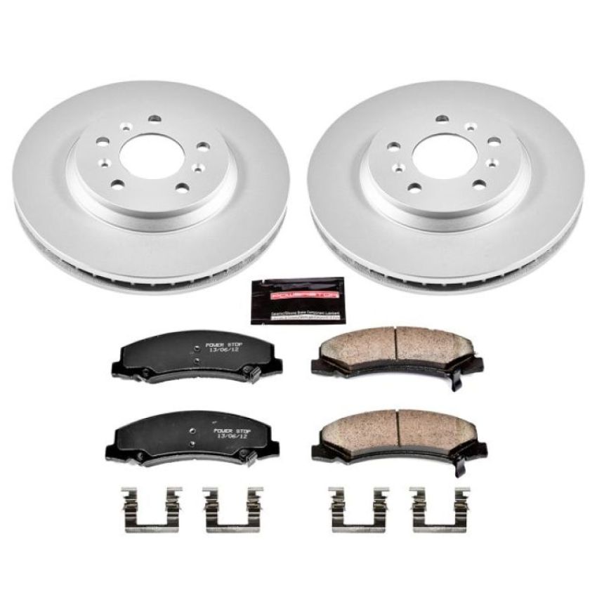 PowerStop CRK1437 Genuine Geomet Coated Rotor and Low-Dust Ceramic Brake Pad Kit
